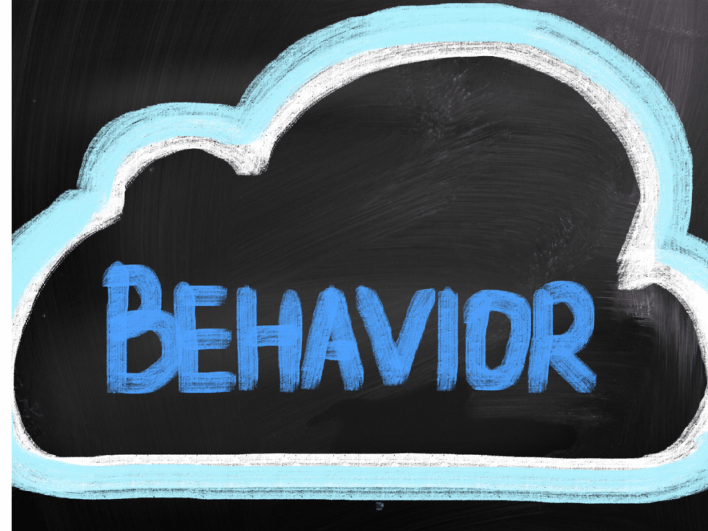 The word behavior is shows inside a cloud.